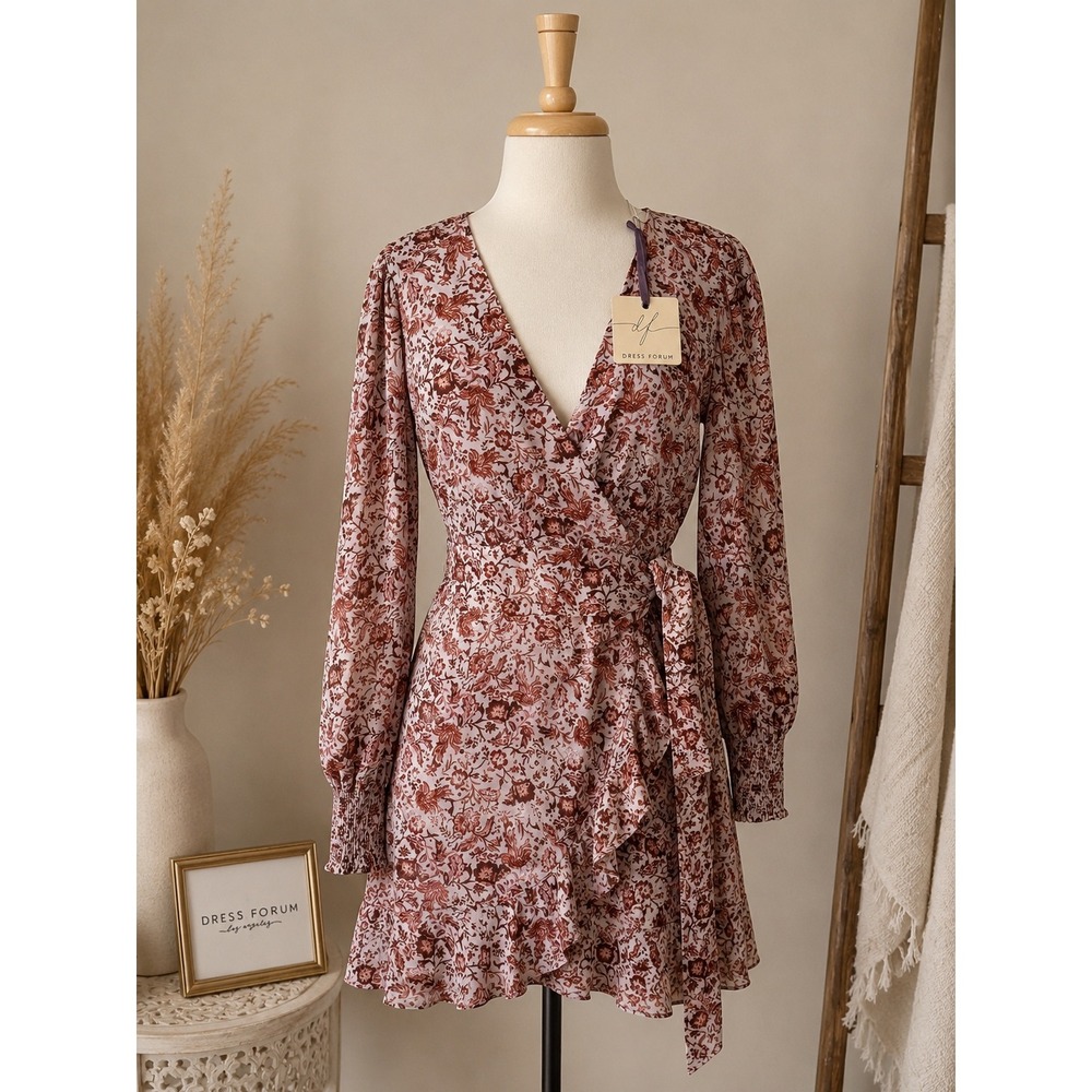 NWT Dress Forum Floral Wrap Mini Dress Small Cottagecore Boho Romantic